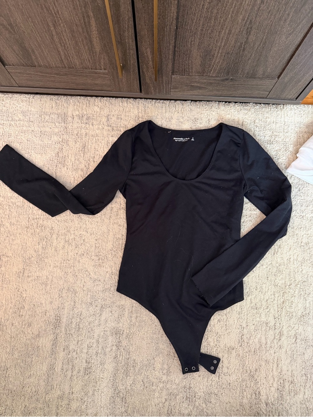 A&F Women's Black Long-Sleeve Scoop Neck Bodysuit